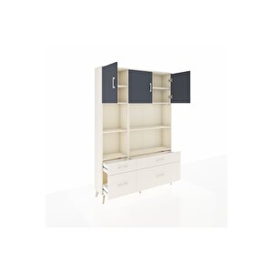 Arges Dolap 8 Raflı 4 Çekmeceli 3 Kapaklı 132x30x195 Aytaşı-antrasit/aytaşı