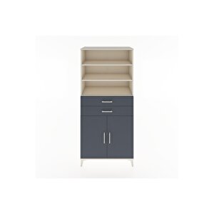Hyperion Dolap 4 Raflı 2 Çekmeceli 2 Kapaklı 88x44x195 Aytaşı-antrasit