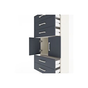 Arges Dolap Tek Raflı 5 Çekmeceli 2 Kapaklı 60x30x134 Aytaşı-antrasit