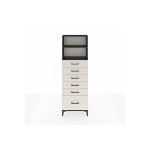 Arges Dolap 2 Raflı 6 Çekmeceli 60x30x182 Antrasit-aytaşı