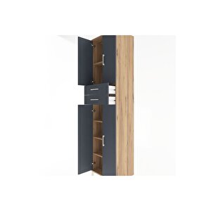 Hyperion Dolap 5 Raflı 2 Çekmeceli 4 Kapaklı 60x44x243 Çam-antrasit