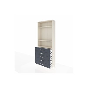 Arges Dolap 3 Raflı 5 Çekmeceli 88x30x221 Aytaşı-antrasit