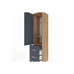 Hyperion Dolap 2 Raflı 3 Çekmeceli Tek Askılı 44x44x195 Çam-antrasit