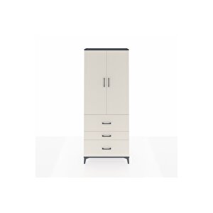 Arges Dolap 3 Raflı 3 Çekmeceli 2 Kapaklı 88x30x221 Antrasit-aytaşı