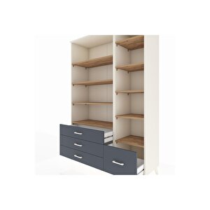 Hyperion Dolap 9 Raflı 4 Çekmeceli  132x44x195 Aytaşı-çam/antrasit