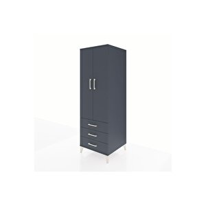 Kronos Dolap 2 Raflı 3 Çekmeceli 2 Kapaklı 60x59x182 Antrasit-antrasit