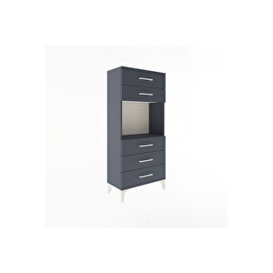 Arges Dolap Tek Raflı 5 Çekmeceli 60x30x134 Antrasit-antrasit