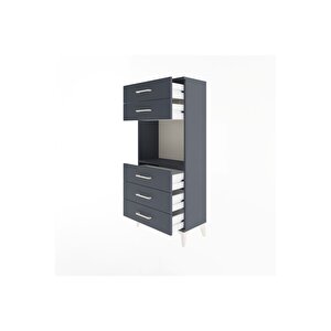 Arges Dolap Tek Raflı 5 Çekmeceli 60x30x134 Antrasit-antrasit