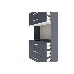 Arges Dolap Tek Raflı 5 Çekmeceli 60x30x134 Antrasit-antrasit