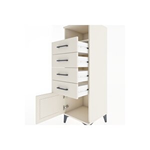 Hyperion Dolap Tek Raflı 4 Çekmeceli Tek Kapaklı 44x44x134 Aytaşı-aytaşı
