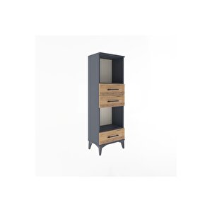 Arges Dolap 2 Raflı 3 Çekmeceli 44x30x134 Antrasit-çam