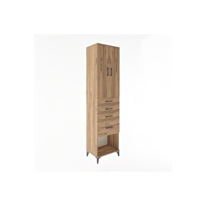 Hyperion Dolap 3 Raflı 4 Çekmeceli 2 Kapaklı 60x44x243 Çam-çam