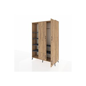 Hyperion Dolap 6 Raflı 4 Kapaklı Tek Askılı 132x44x195 Çam-çam/antrasit