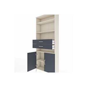 Arges Dolap 5 Raflı 2 Çekmeceli 2 Kapaklı 88x30x221 Aytaşı-antrasit