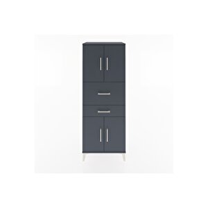 Hyperion Dolap 3 Raflı 2 Çekmeceli 4 Kapaklı 60x44x163 Antrasit-antrasit