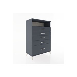 Hyperion Dolap Tek Raflı 5 Çekmeceli 88x44x134 Antrasit-antrasit