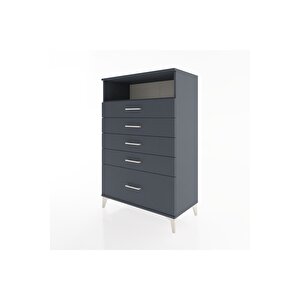 Hyperion Dolap Tek Raflı 5 Çekmeceli 88x44x134 Antrasit-antrasit