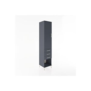 Hyperion Dolap 2 Raflı 3 Çekmeceli Tek Kapaklı 44x44x221 Antrasit-antrasit