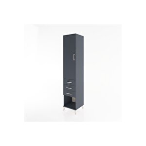 Hyperion Dolap 2 Raflı 3 Çekmeceli Tek Kapaklı 44x44x221 Antrasit-antrasit