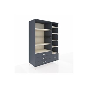 Kronos Dolap 9 Raflı 4 Çekmeceli  132x59x195 Antrasit-aytaşı/antrasit