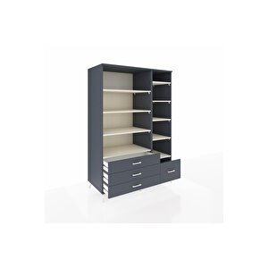 Kronos Dolap 9 Raflı 4 Çekmeceli  132x59x195 Antrasit-aytaşı/antrasit