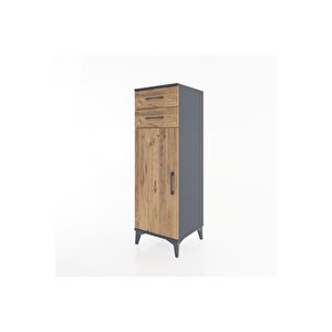 Hyperion Dolap 2 Raflı 2 Çekmeceli Tek Kapaklı 44x44x134 Antrasit-çam