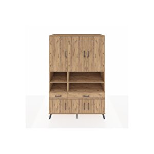 Kronos Dolap 8 Raflı 2 Çekmeceli 6 Kapaklı 132x59x195 Çam-çam/çam