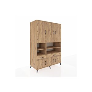 Kronos Dolap 8 Raflı 2 Çekmeceli 6 Kapaklı 132x59x195 Çam-çam/çam