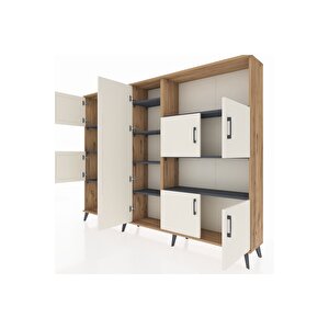 Arges Dolap 10 Raflı 9 Kapaklı 220x30x163 Çam-aytaşı/antrasit