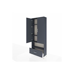 Arges Dolap 4 Raflı Tek Çekmeceli 2 Kapaklı 88x30x221 Antrasit-antrasit