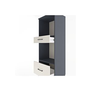 Hyperion Dolap 2 Raflı 2 Çekmeceli 60x44x163 Antrasit-aytaşı