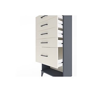 Arges Dolap 5 Çekmeceli 60x30x134 Antrasit-aytaşı
