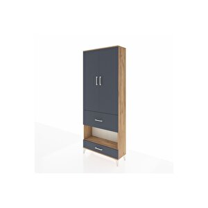 Arges Dolap 4 Raflı 2 Çekmeceli 2 Kapaklı 88x30x221 Çam-antrasit