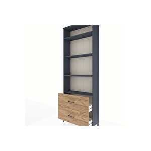 Arges Dolap 4 Raflı 2 Çekmeceli 88x30x243 Antrasit-çam