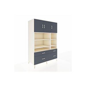 Kronos Dolap 10 Raflı 4 Çekmeceli 3 Kapaklı 132x59x195 Aytaşı-antrasit/antrasit