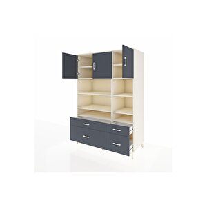 Kronos Dolap 10 Raflı 4 Çekmeceli 3 Kapaklı 132x59x195 Aytaşı-antrasit/antrasit