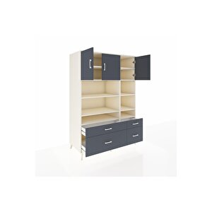Kronos Dolap 10 Raflı 4 Çekmeceli 3 Kapaklı 132x59x195 Aytaşı-antrasit/antrasit