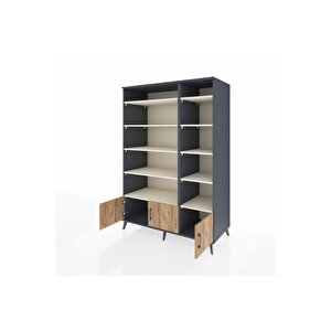 Kronos Dolap 10 Raflı 3 Kapaklı 132x59x195 Antrasit-çam/aytaşı