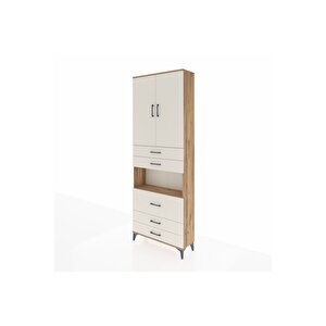 Arges Dolap 4 Raflı 5 Çekmeceli 2 Kapaklı 88x30x243 Çam-aytaşı