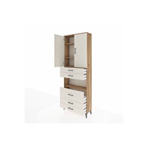 Arges Dolap 4 Raflı 5 Çekmeceli 2 Kapaklı 88x30x243 Çam-aytaşı