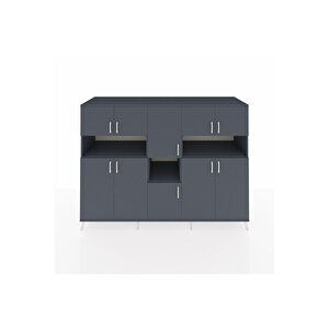 Kronos Dolap 14 Raflı 10 Kapaklı 220x59x163 Antrasit-antrasit