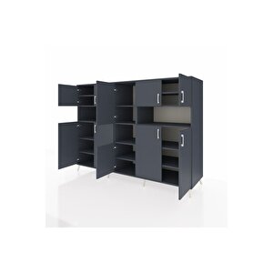 Kronos Dolap 14 Raflı 10 Kapaklı 220x59x163 Antrasit-antrasit