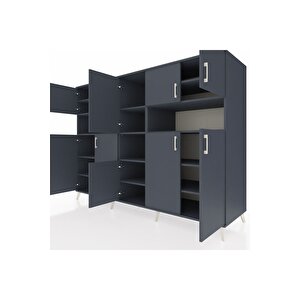 Kronos Dolap 14 Raflı 10 Kapaklı 220x59x163 Antrasit-antrasit