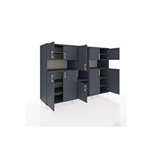 Kronos Dolap 14 Raflı 10 Kapaklı 220x59x163 Antrasit-antrasit