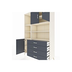 Hyperion Gardrop 8 Raflı 4 Çekmeceli 3 Kapaklı 132x44x195 Aytaşı-antrasit