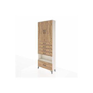 Arges Dolap 4 Raflı 5 Çekmeceli 2 Kapaklı 88x30x243 Aytaşı-çam