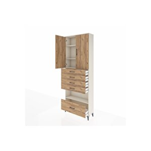 Arges Dolap 4 Raflı 5 Çekmeceli 2 Kapaklı 88x30x243 Aytaşı-çam