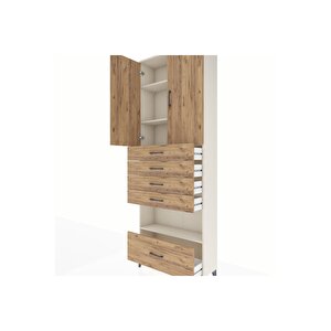 Arges Dolap 4 Raflı 5 Çekmeceli 2 Kapaklı 88x30x243 Aytaşı-çam