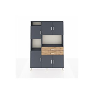 Arges Dolap 8 Raflı 2 Çekmeceli 6 Kapaklı 132x30x195 Antrasit-antrasit/çam