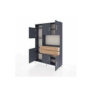 Arges Dolap 8 Raflı 2 Çekmeceli 6 Kapaklı 132x30x195 Antrasit-antrasit/çam